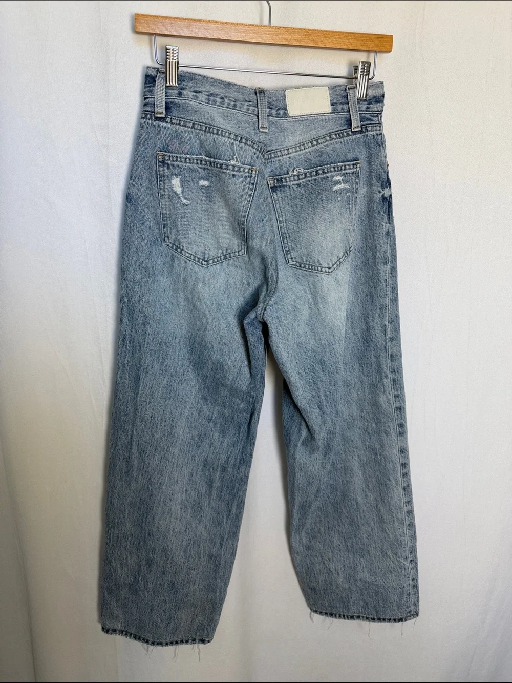 Pistola Bobbie Wide Leg Jeans Size 27 Medium Wash Slight Distressed High Rise